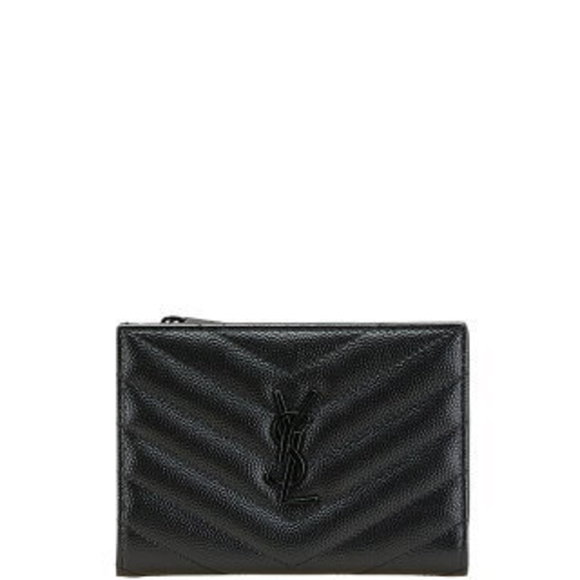 Saint Laurent YSL V stitch bifold Wallet black leather - Picture 1 of 8